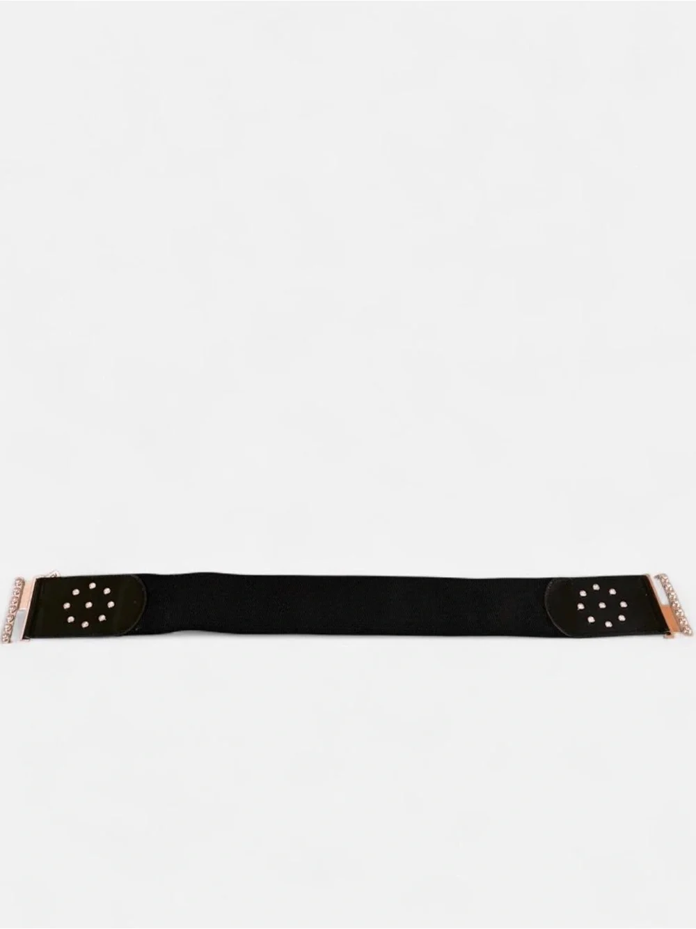 NWT Black Stretch Belt Rhinestone Buckle Y2K Perforated 29.5